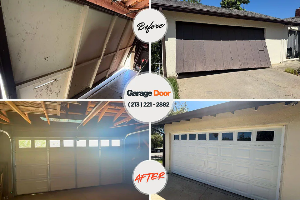 Before and after: garage door repair Dunlap, IL